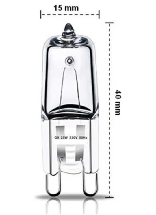 Bosch Neff Simense Miele oven Microwave Rangehood lamp light bulb halogen 25W, G9, 230 - 240V 300c,